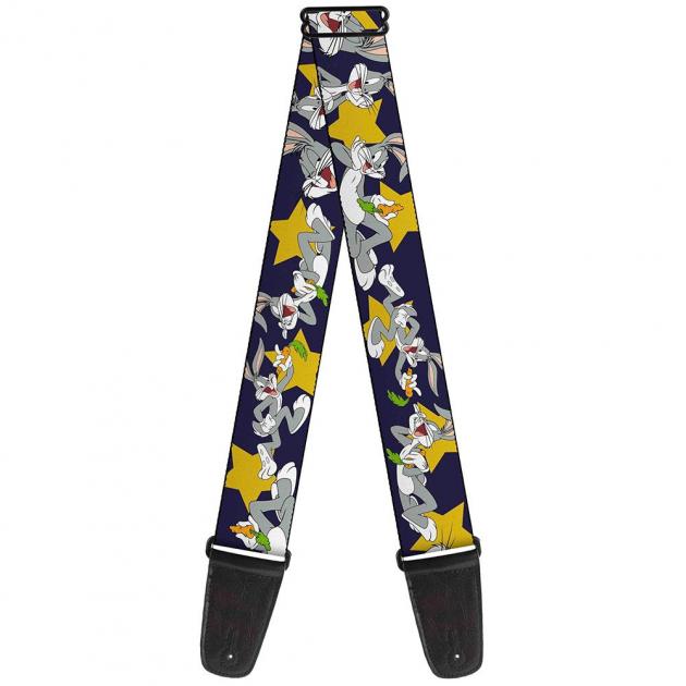 Guitar Strap - Bugs Bunny Poses/Stars Navy