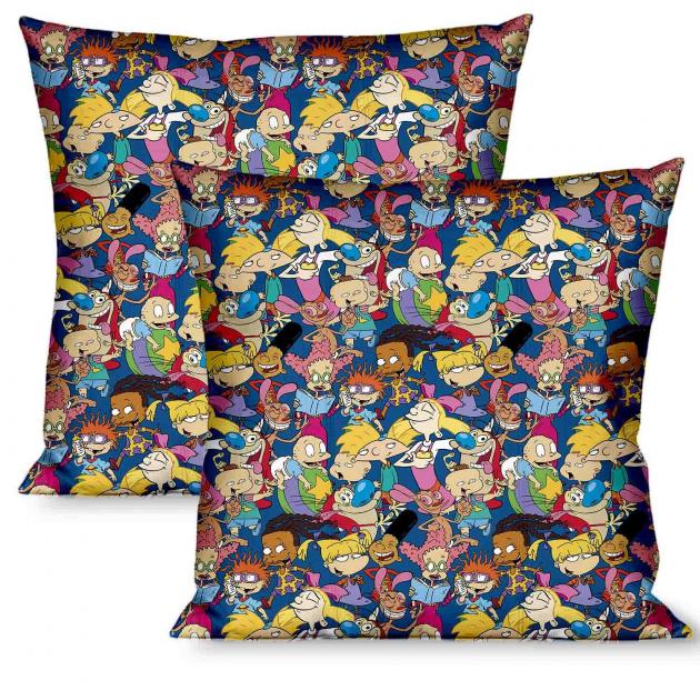 Throw Pillow - Nick 90's Character Collage