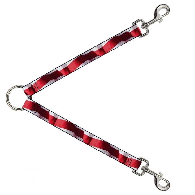 Dog Leash Splitter - American Flag Vivid Stripes C/U Red/White