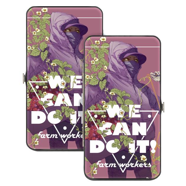 Hinged Wallet - WE CAN DO IT! FARM WORKERS/Female Farm Worker Pinks/White
