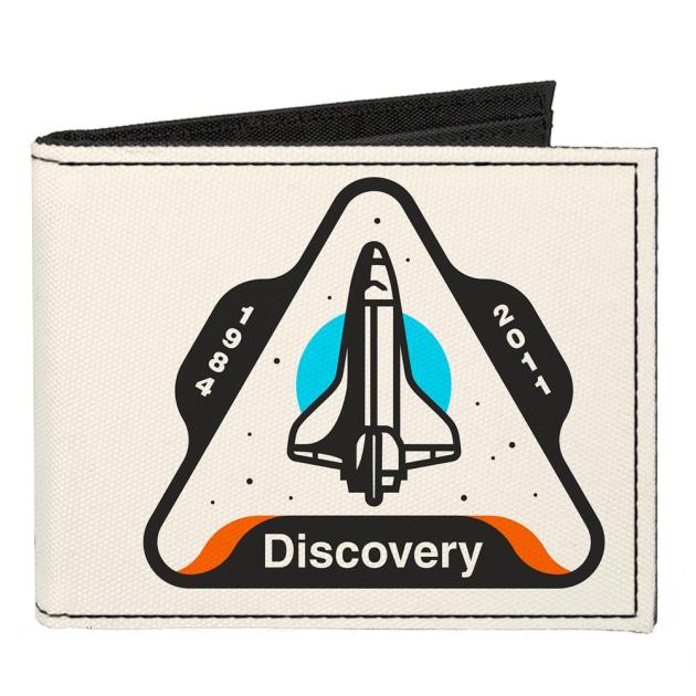 Canvas Bi-Fold Wallet - SPACE SHUTTLE DISCOVERY 1984-2011 Space Shuttle White/Gray/Blue/Orange