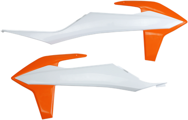 UFO Radiator Shrouds - White/Orange -- KTM KT04092999