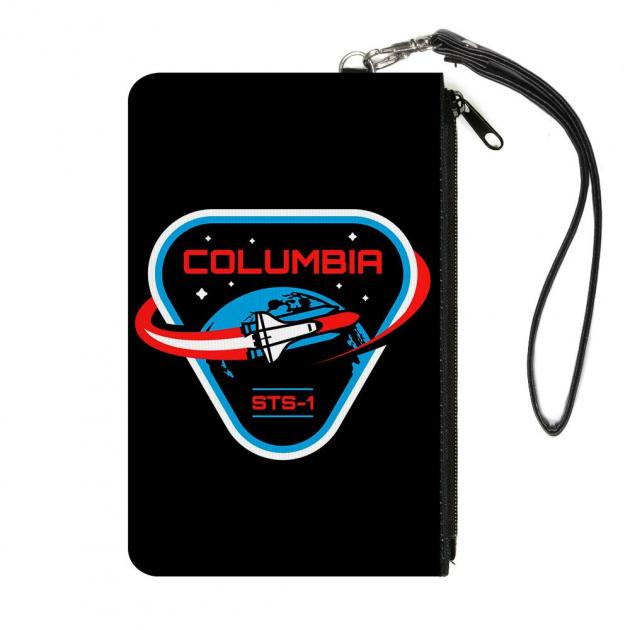 Canvas Zipper Wallet - LARGE - COLUMBIA STS-1 Space Shuttle Black/White/Blues/Red