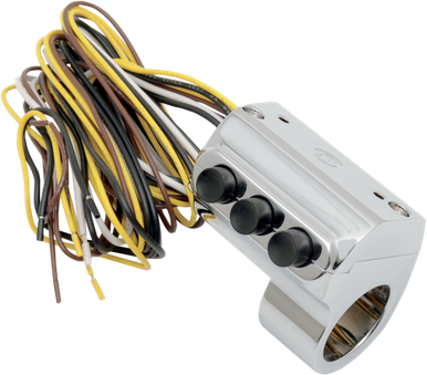 PERFORMANCE MACHINE (PM) Switch Assembly - Left Side - Three Button - Hydraulic Clutch - Chrome 0062-2033-CH