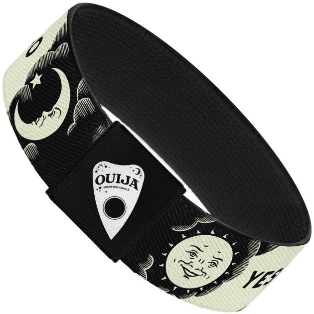 Elastic Bracelet - 1.0" - Ouija Board Elements1 White/Black