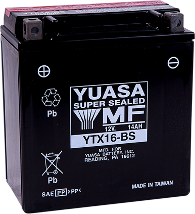 YUASA AGM Battery - YTX16-BS .78 L YUAM32X6S