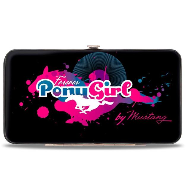Hinged Wallet - FOREVER PONY GIRL/Mustang Silhouette Black/Blues/Pinks