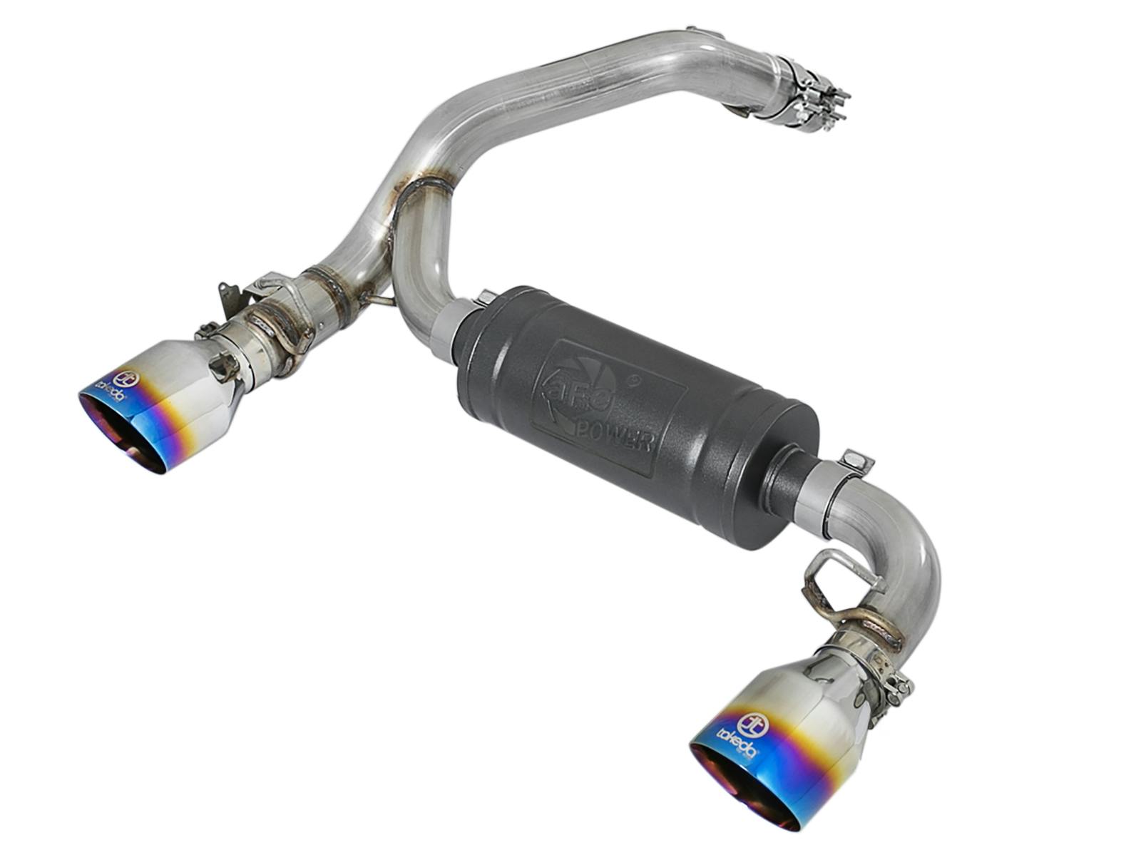 AFE 49-33104-L Takeda 3 IN 304 Stainless Steel Axle-Back Exhaust System w/ Blue Flame Tip