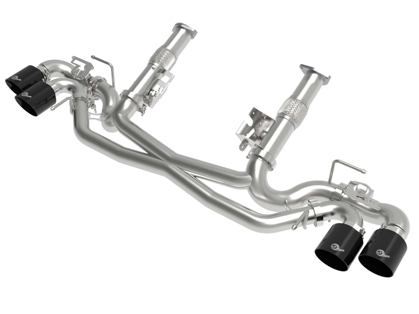 AFE 49-34124NM-B MACH Force-Xp 304 Stainless Steel Cat-Back Exhaust w/o Muffler Black (w/ NPP)