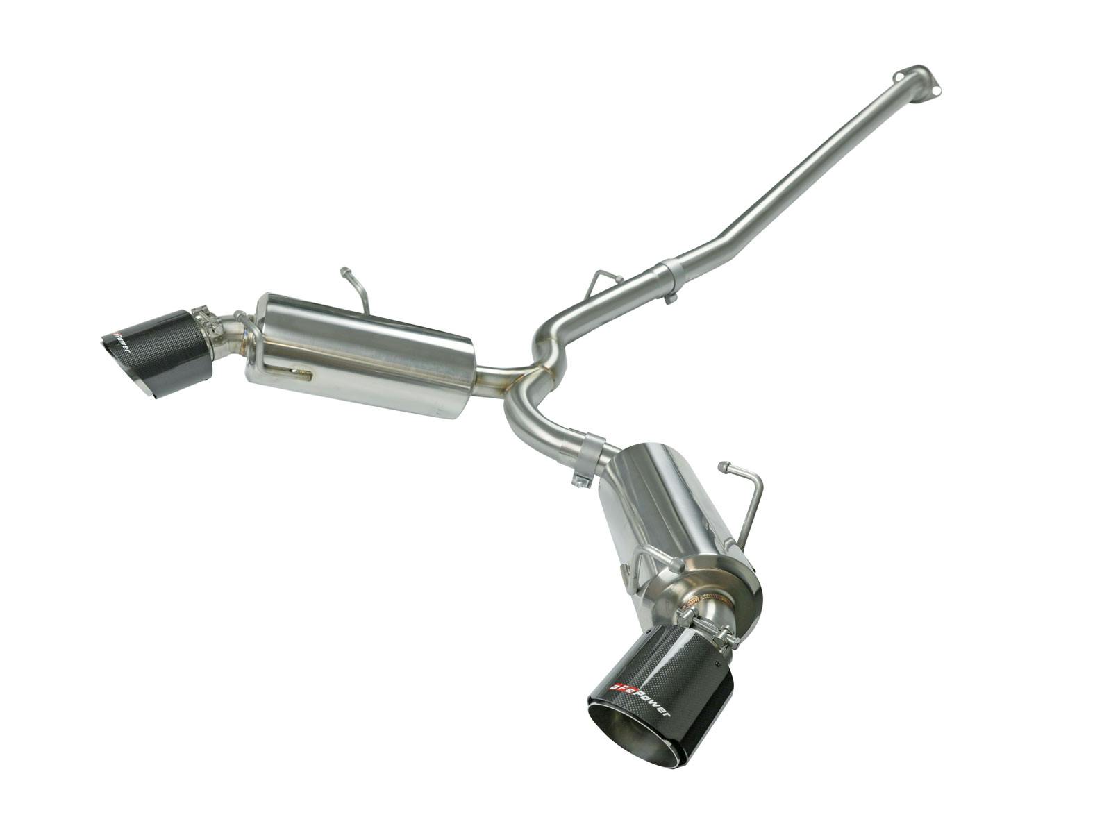 AFE 49-36023-C Takeda 2-1/2 IN 304 Stainless Steel Cat-Back Exhaust System w/Carbon Fiber Tip