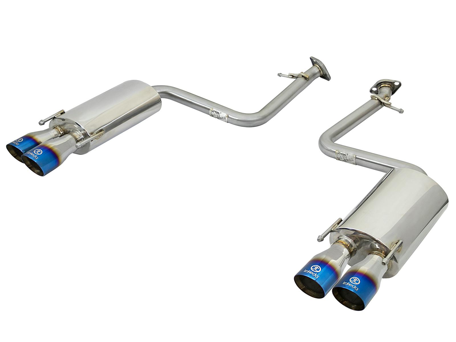 AFE 49-36037-L Takeda 2 IN 304 Stainless Steel Axle-Back Exhaust System w/ Blue Flame Tip