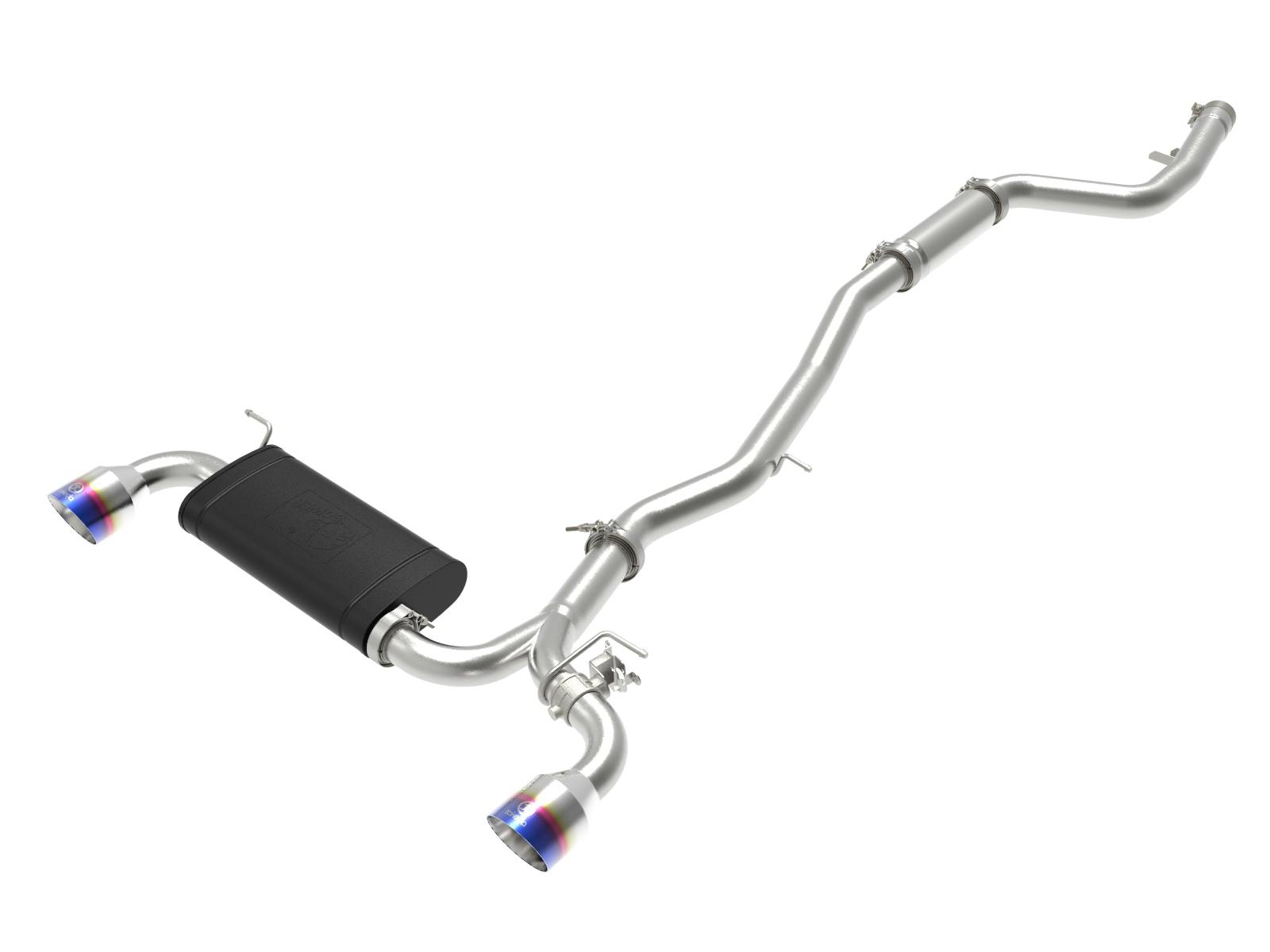 AFE 49-36043-L Takeda 3 IN to 2-1/2 IN 304 Stainless Steel Cat-Back Exhaust System w/ Blue Ti