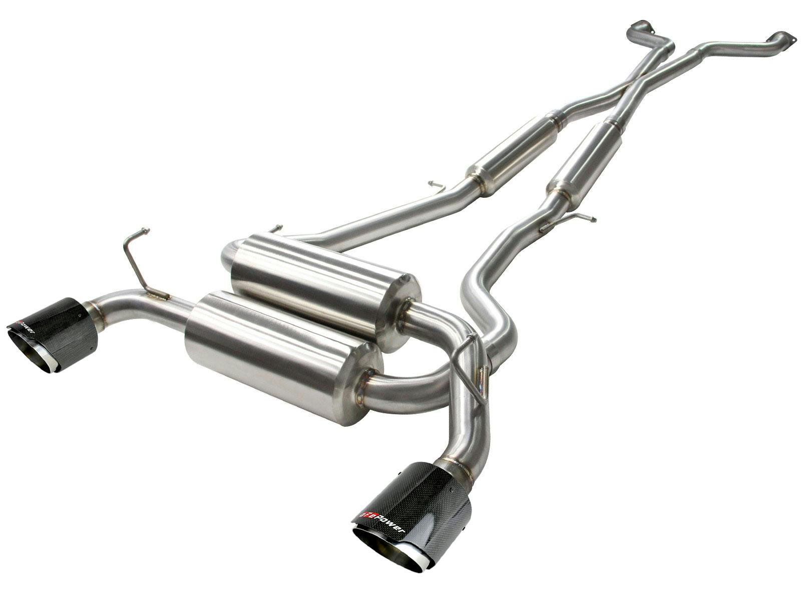 AFE 49-36103-C Takeda 2-1/2 IN 304 Stainless Steel Cat-Back Exhaust System w/ Carbon Fiber Ti