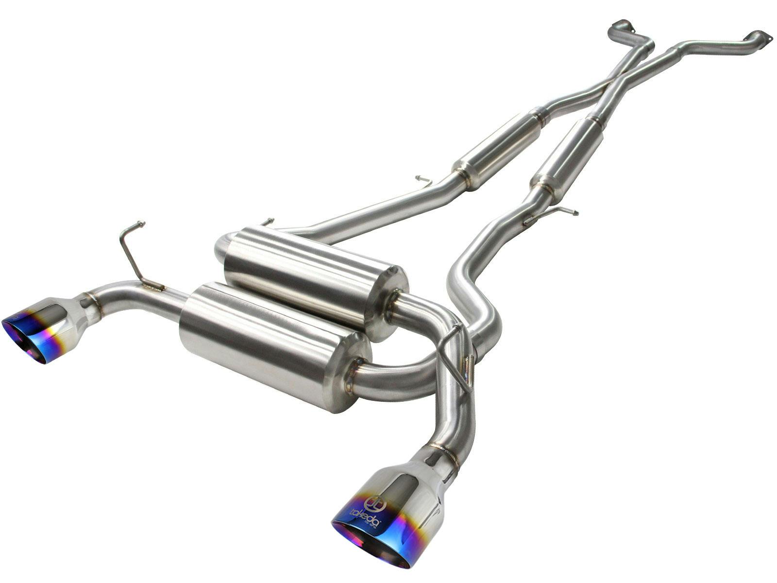AFE 49-36103-L Takeda 2-1/2 IN 304 Stainless Steel Cat-Back Exhaust System w/ Blue Flame Tips