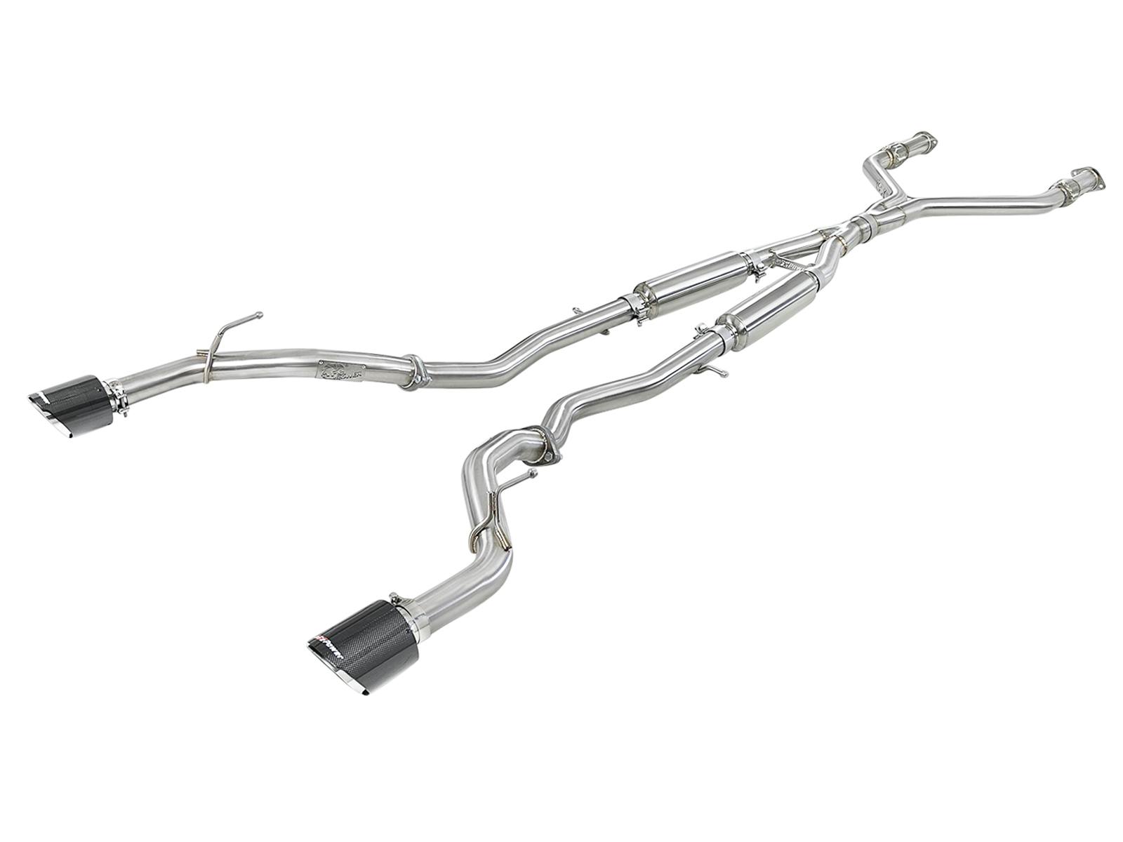 AFE 49-36132NM-C Takeda 2-1/2 IN 304 Stainless Steel Cat-Back Exhaust System w/ Carbon Fiber Ti