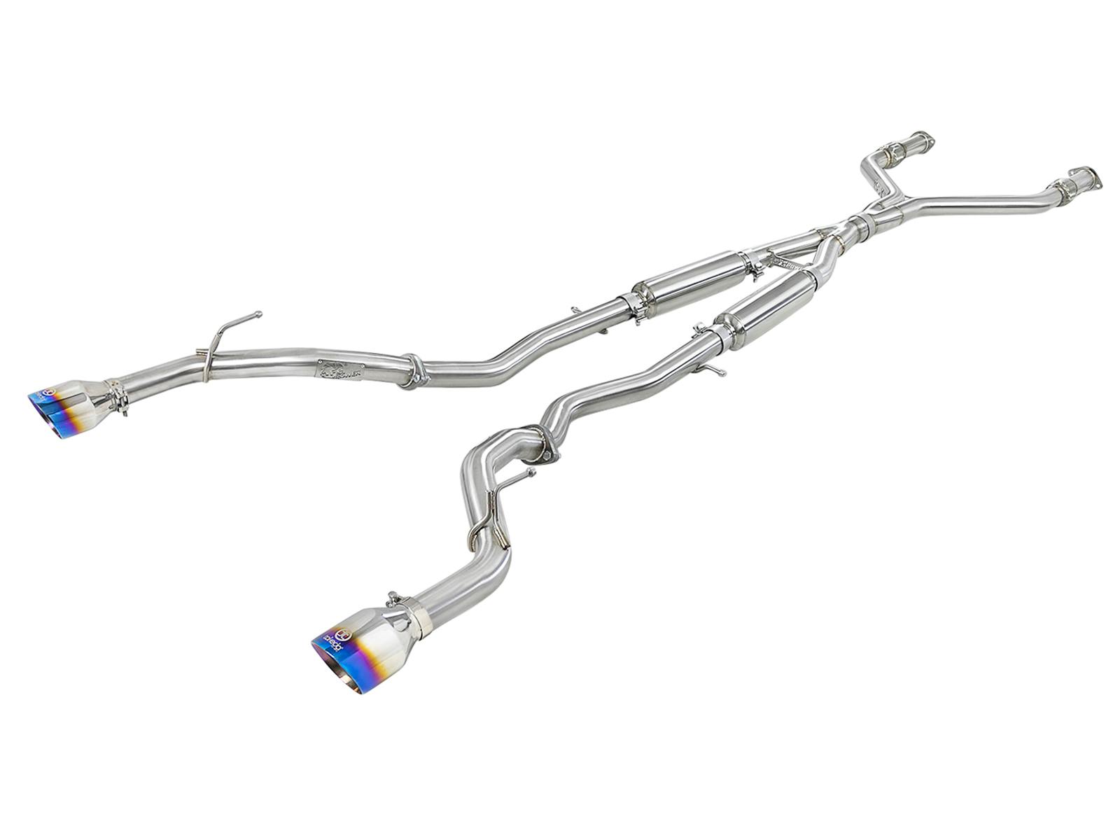 AFE 49-36132NM-L Takeda 2-1/2 IN 304 Stainless Steel Cat-Back Exhaust System w/ Blue Flame Tips