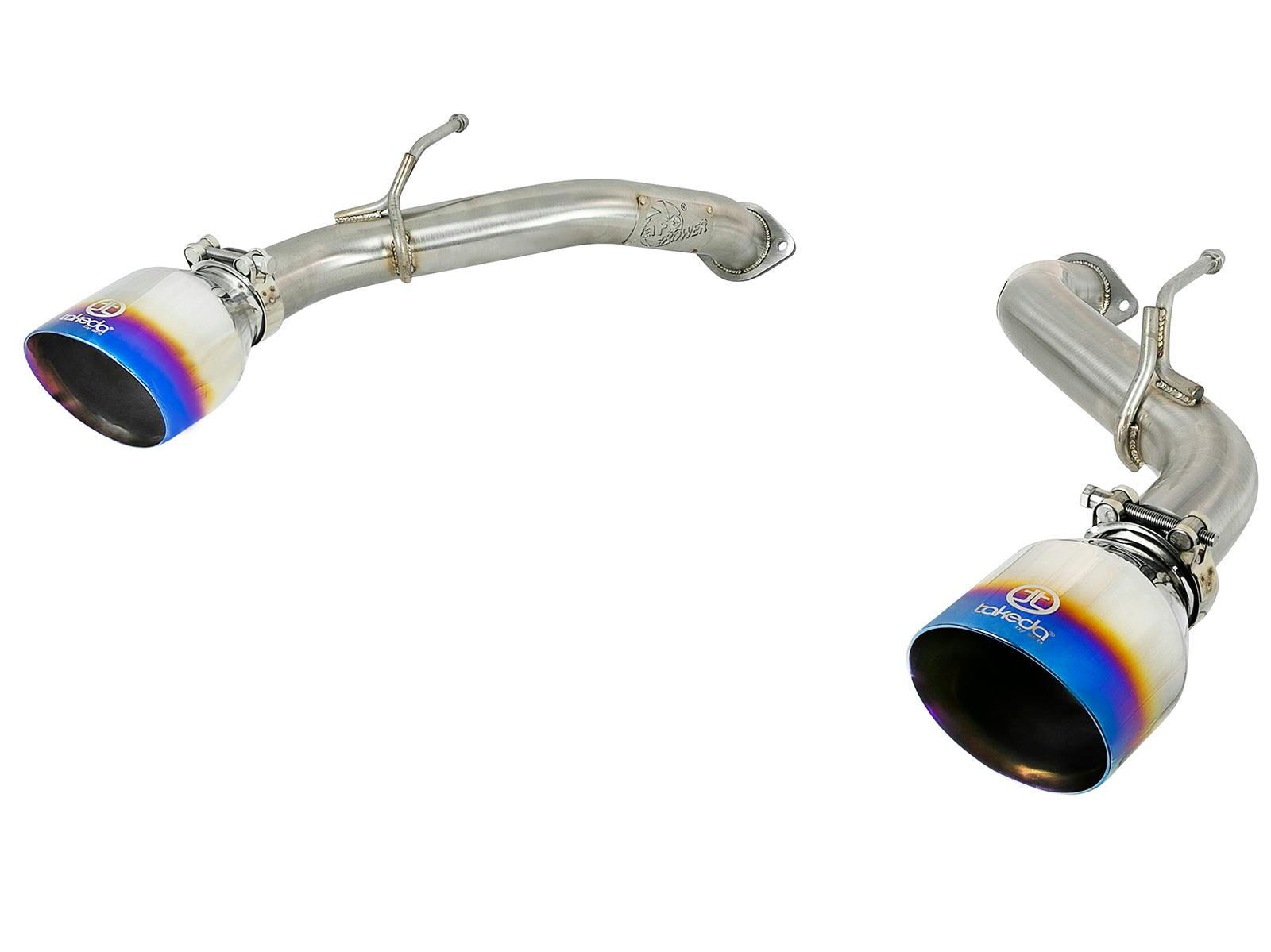 AFE 49-36133NM-L Takeda 2-1/2 IN 304 Stainless Steel Axle-Back Exhaust System w/ Blue Flame Tip