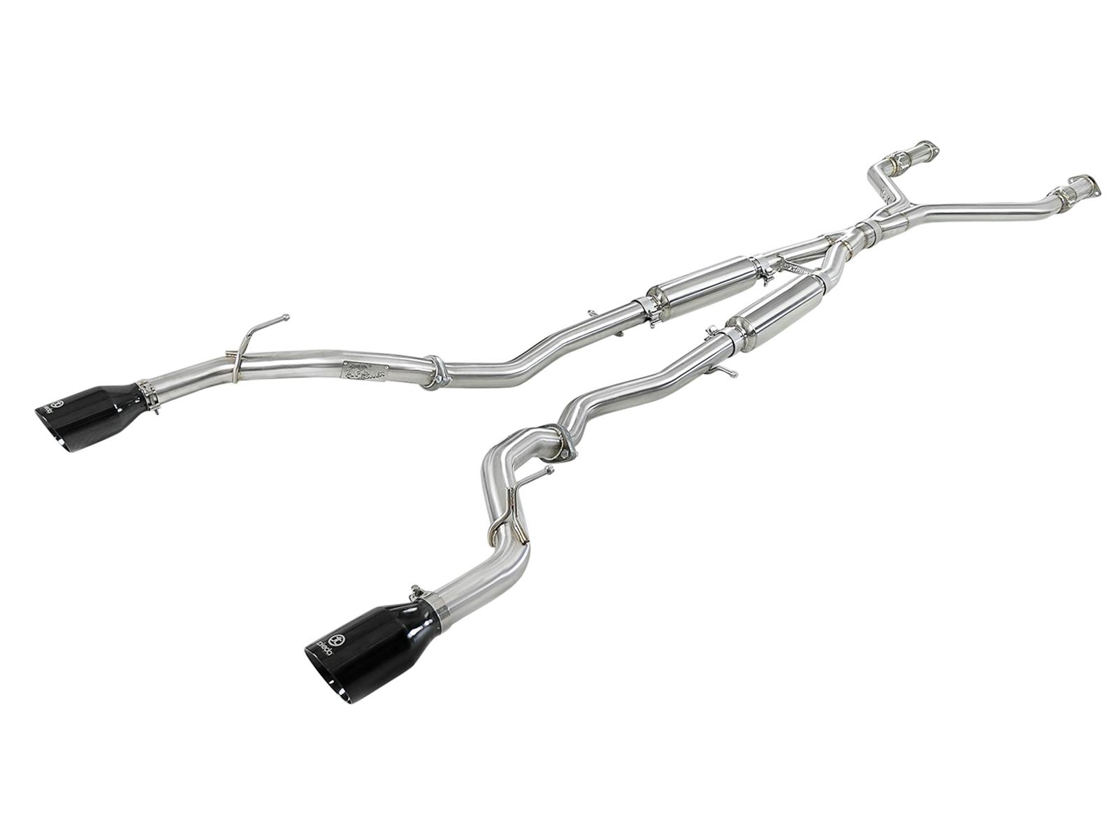 AFE 49-36134NM-B Takeda 2-1/2 IN 304 Stainless Steel Cat-Back Exhaust System w/ Black Tips