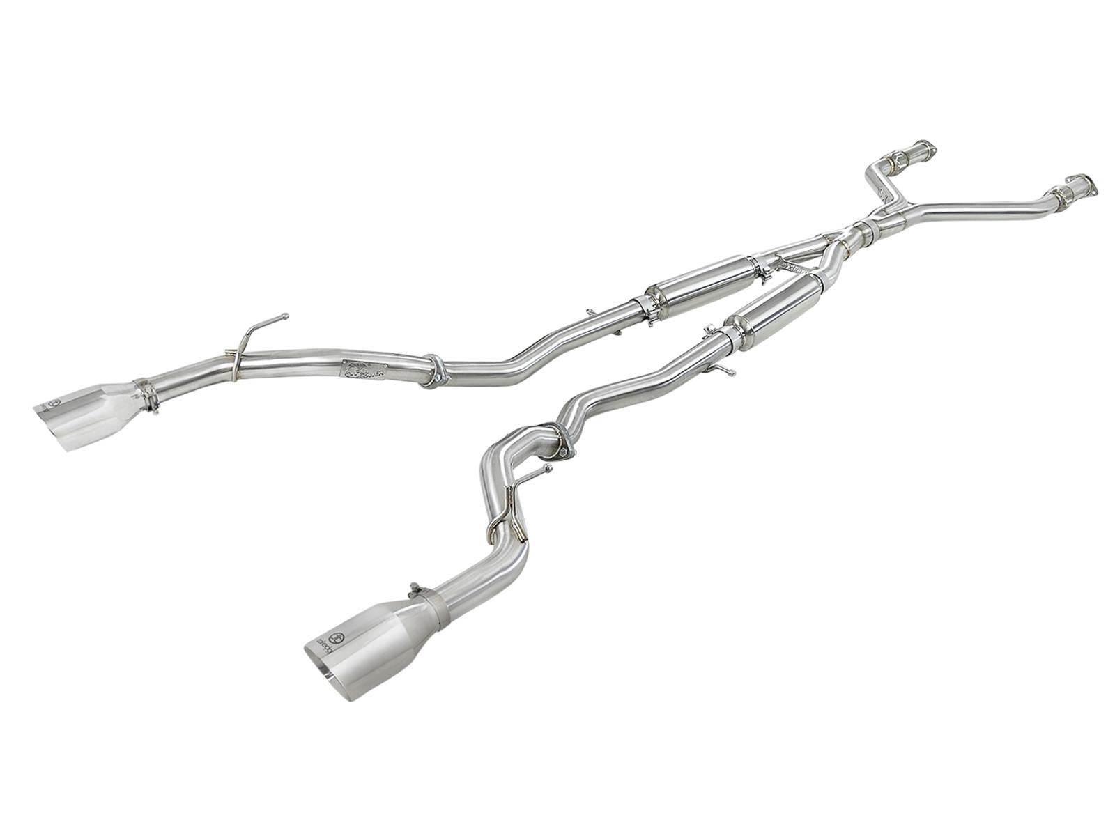 AFE 49-36134NM-P Takeda 2-1/2 IN 304 Stainless Steel Cat-Back Exhaust System w/ Polished Tips