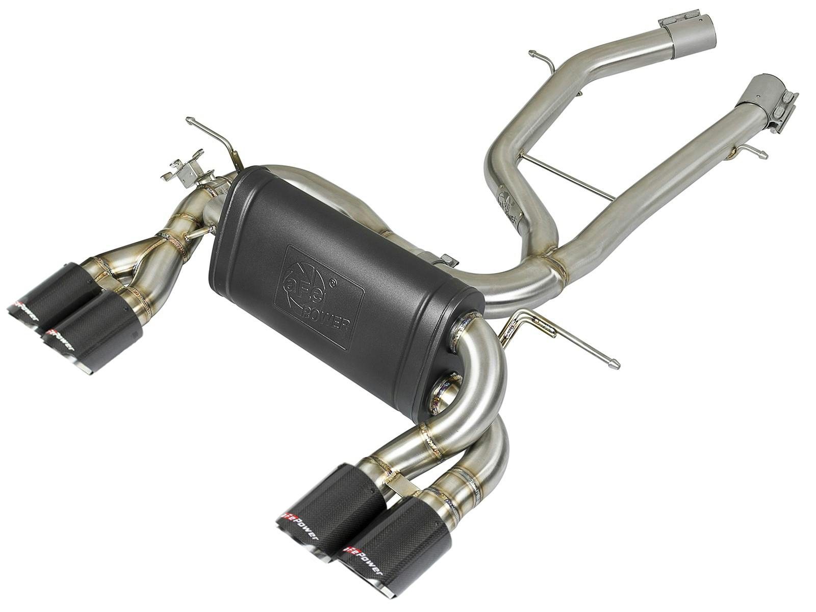AFE 49-36338-1C MACH Force-Xp 2-1/2 IN Stainless Steel Axle Back Exhaust w/ Carbon Fiber Tips