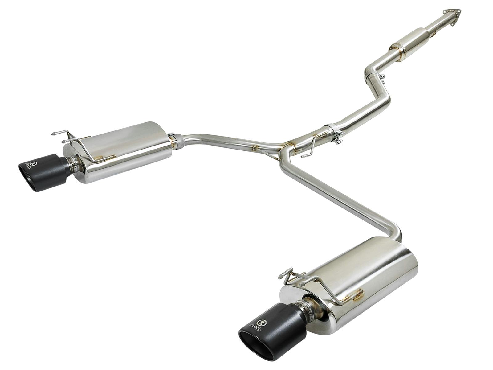 AFE 49-36605-B Takeda 2-1/2 IN to 1-3/4 IN 304 Stainless Steel Cat-Back Exhaust w/ Black Tips
