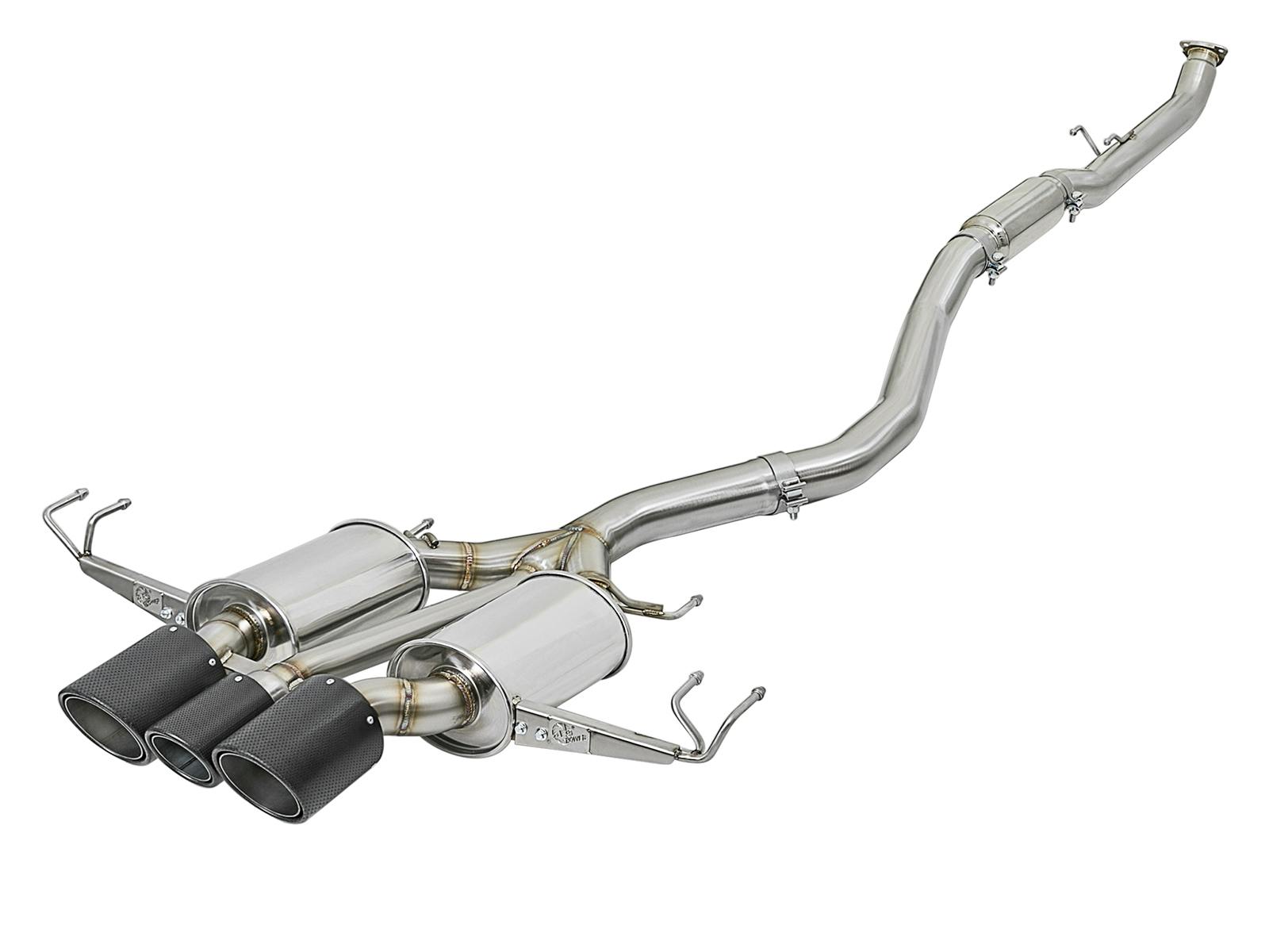 AFE 49-36616-C Takeda 3 IN 304 Stainless Steel Cat-Back Exhaust System w/ Carbon Fiber Tips