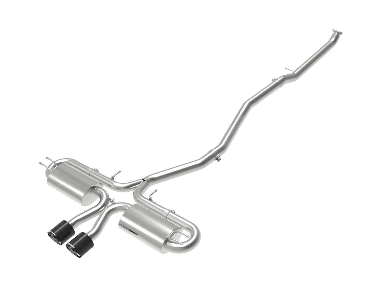 AFE 49-36618-1C Takeda 3 IN 304 Stainless Steel Cat-Back Exhaust w/ Center Carbon Fiber Tips