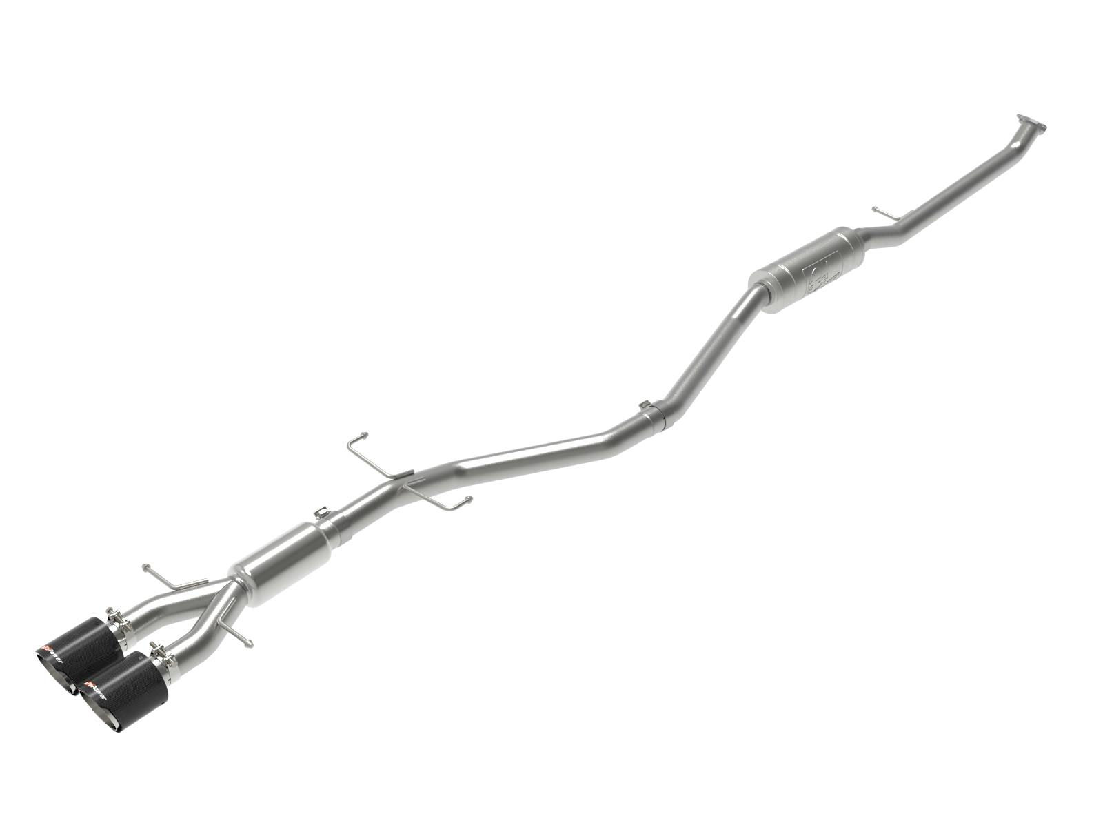 AFE 49-36619-C Takeda 2-1/2 IN 304 Stainless Steel Cat-Back Exhaust System w/ Carbon Fiber Ti