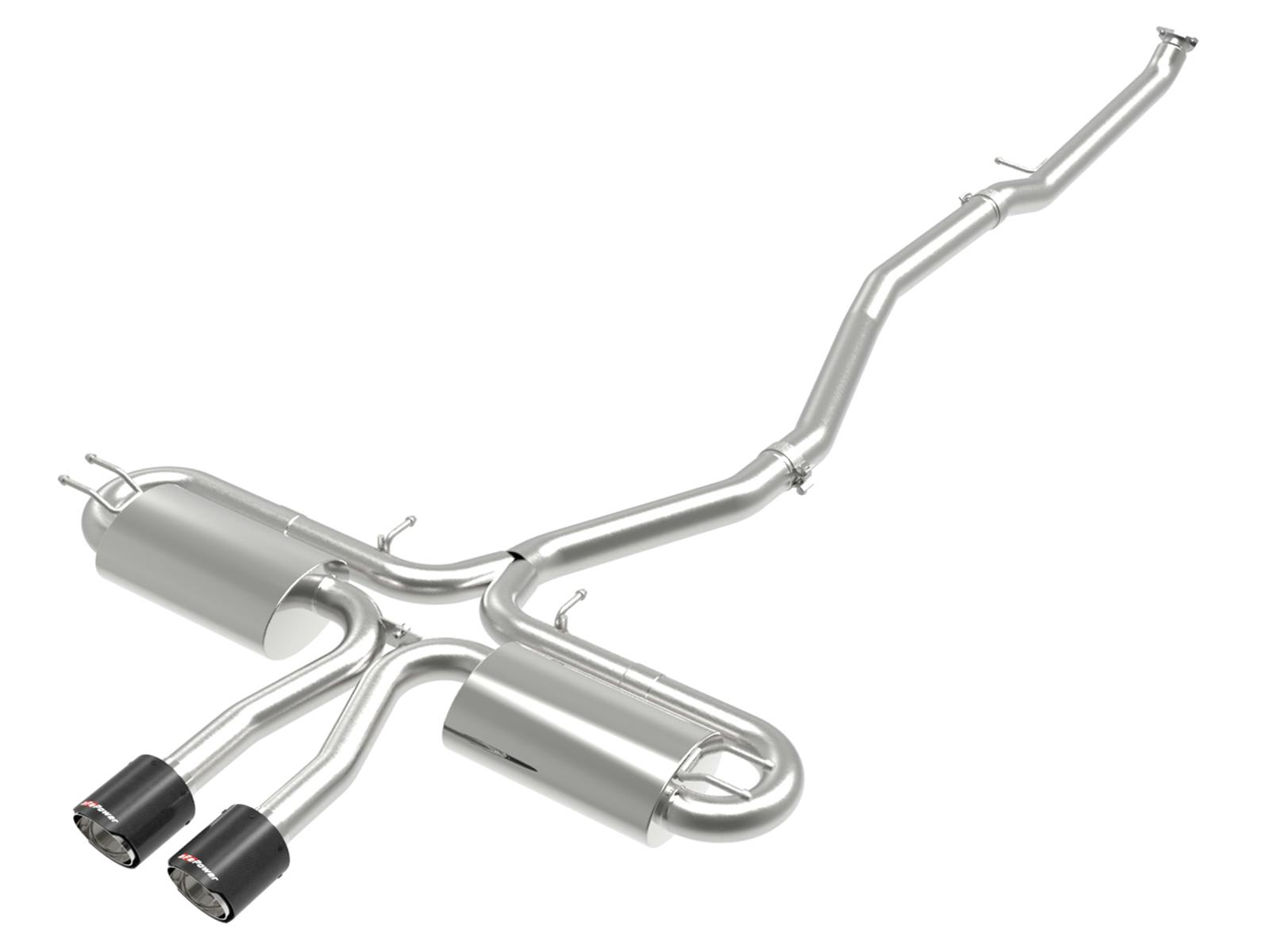 AFE 49-36621-1C Takeda 3 IN 304 Stainless Steel Cat-Back Exhaust System w/ Carbon Fiber Tips