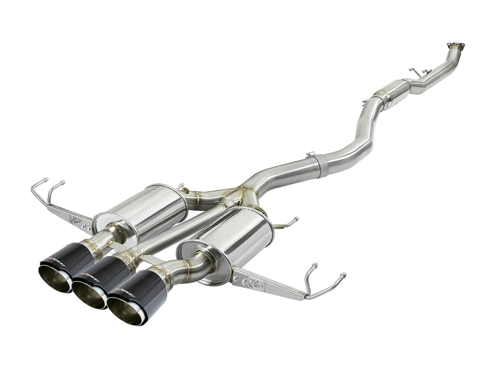AFE 49-36623-C Takeda 3 IN 304 Stainless Steel Cat-Back Exhaust System w/ Carbon Fiber Tips