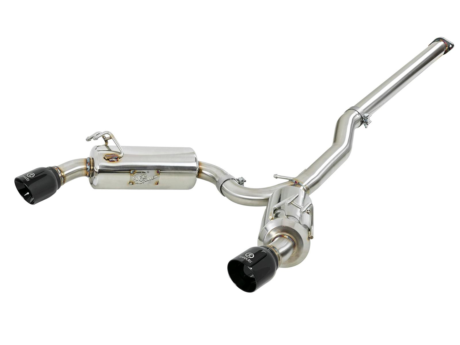 AFE 49-36701-B Takeda 3 IN to 2-1/2 IN 304 Stainless Steel Cat-Back Exhaust w/ Black Tips