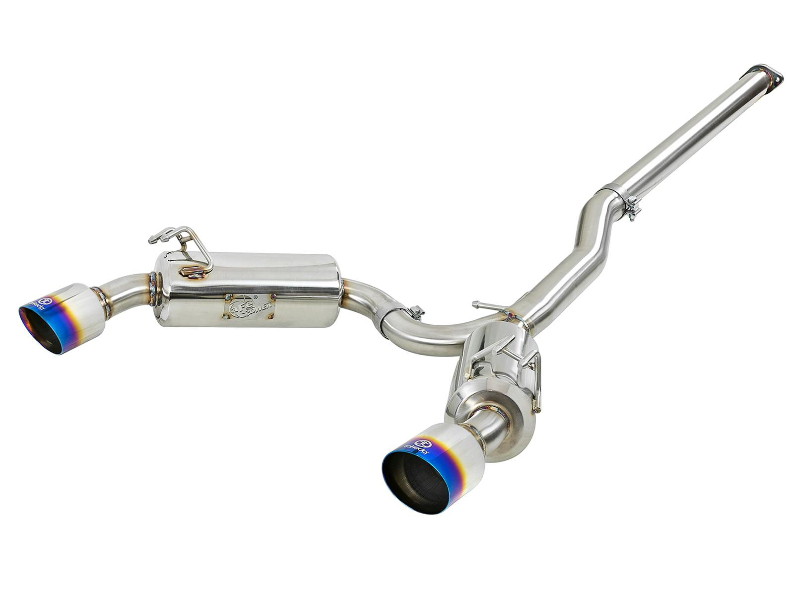 AFE 49-36701-L Takeda 3 IN to 2-1/2 IN 304 Stainless Steel Cat-Back Exhaust w/ Blue Flamed Ti