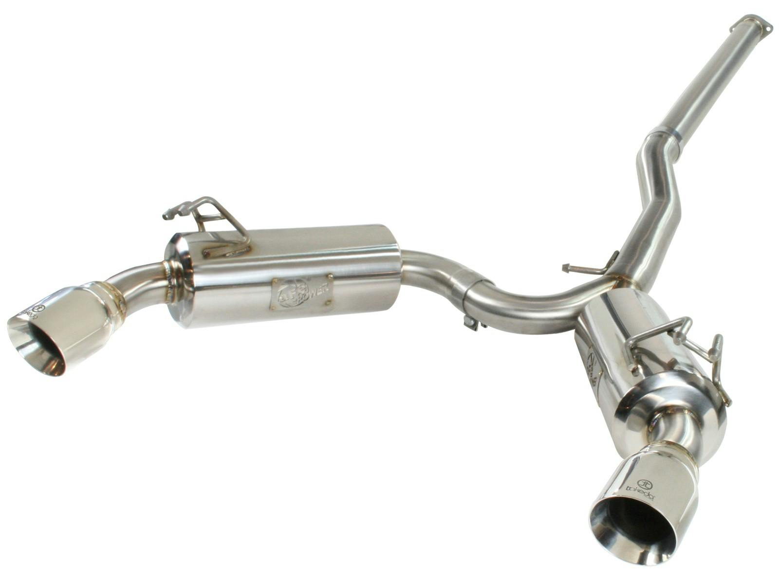 AFE 49-36701 Takeda 3 IN to 2-1/2 IN 304 Stainless Steel Cat-Back Exhaust w/ Polished Tips