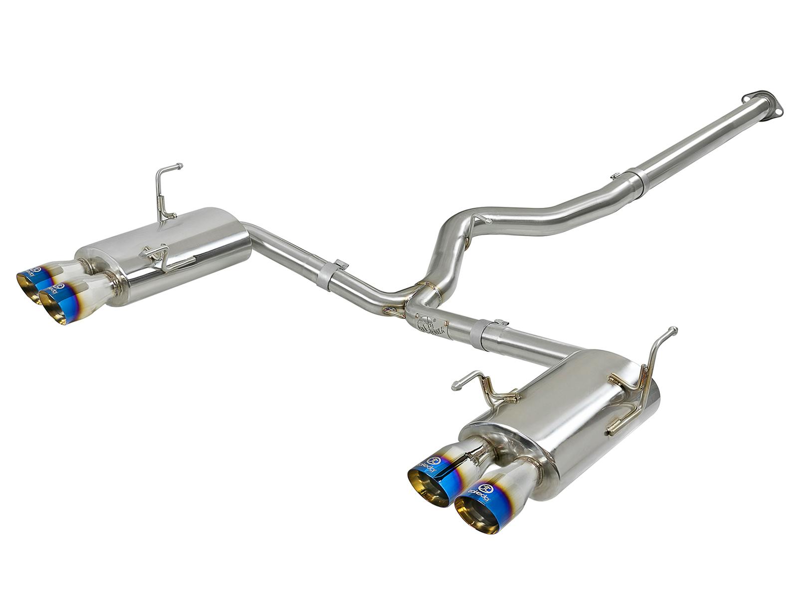 AFE 49-36801-L Takeda 3 IN to 2-1/4 IN 304 Stainless Steel Cat-Back Exhaust w/ Blue Flame Tip