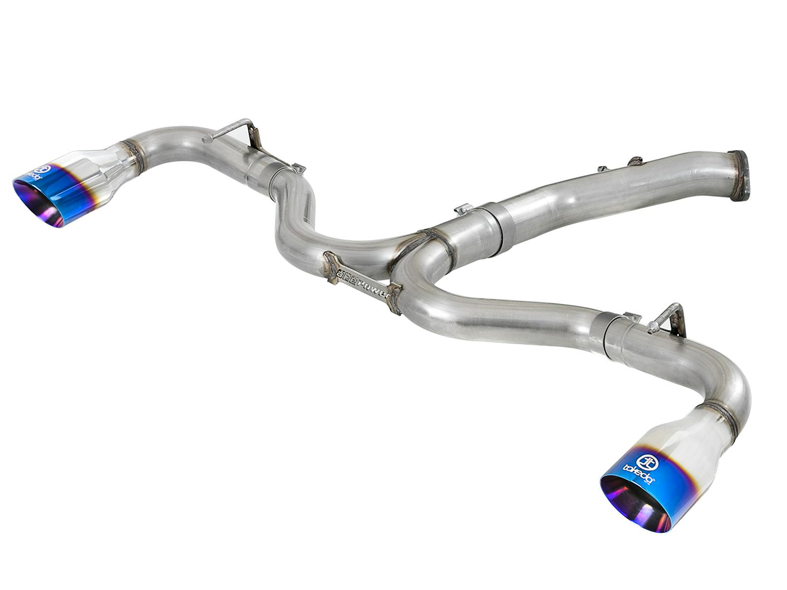 AFE 49-37002-1L Takeda 3 IN to 2-1/2 IN 304 Stainless Steel Axle-Back Exhaust w/ Blue Flame Ti