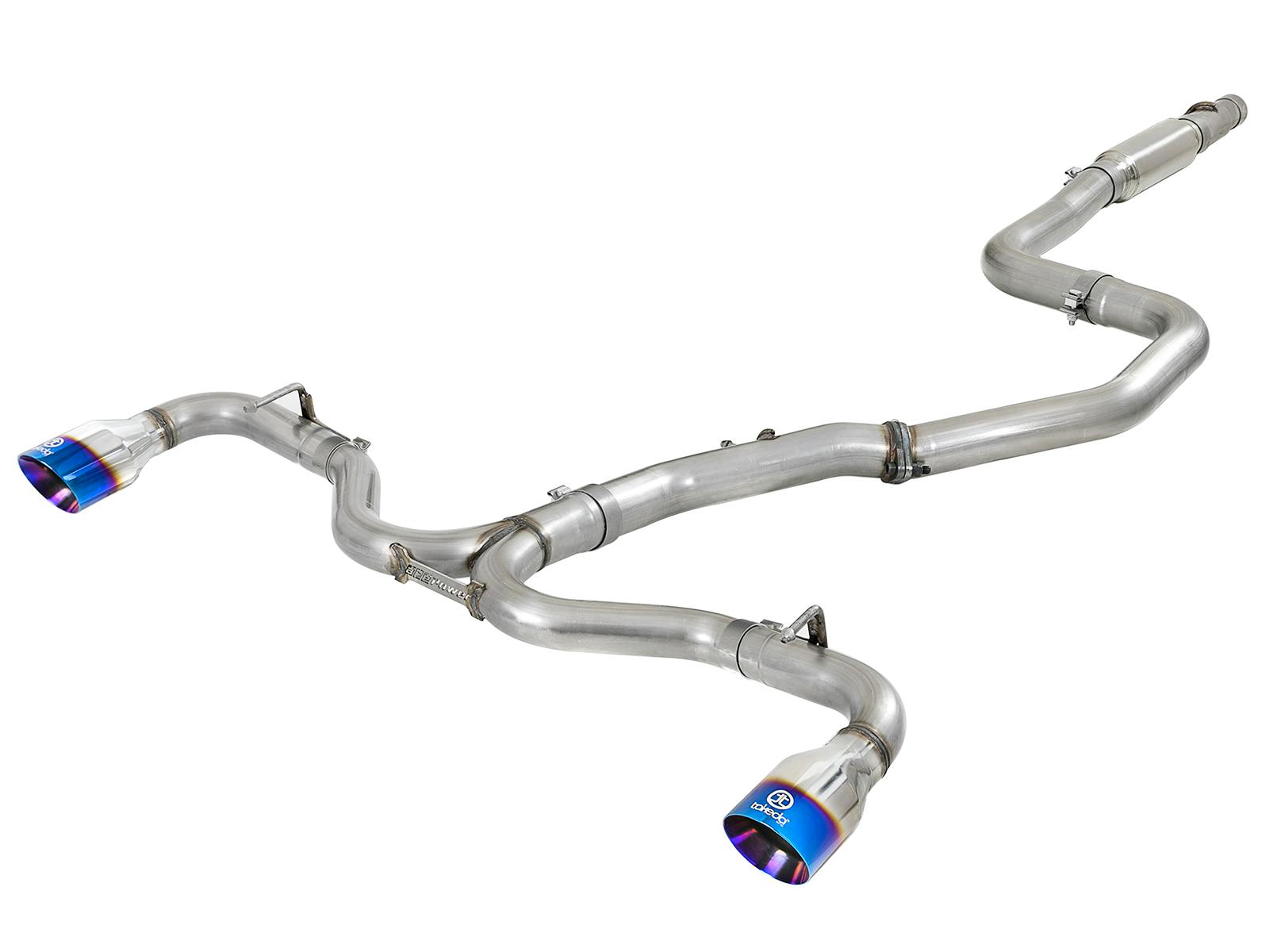AFE 49-37003-1L Takeda 3 IN to 2-1/2 IN 304 Stainless Steel Cat-Back Exhaust w/ Blue Flame Tip