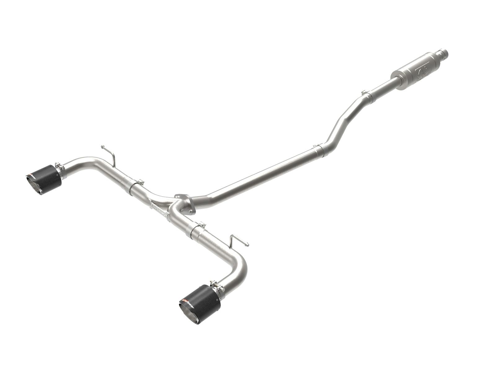 AFE 49-37015-C Takeda 2-1/2 IN 304 Stainless Steel Cat-Back Exhaust System w/ Carbon Fiber Ti
