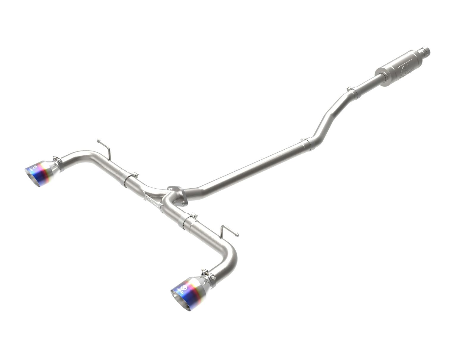 AFE 49-37015-L Takeda 2-1/2 IN 304 Stainless Steel Cat-Back Exhaust System w/ Blue Flame Tips