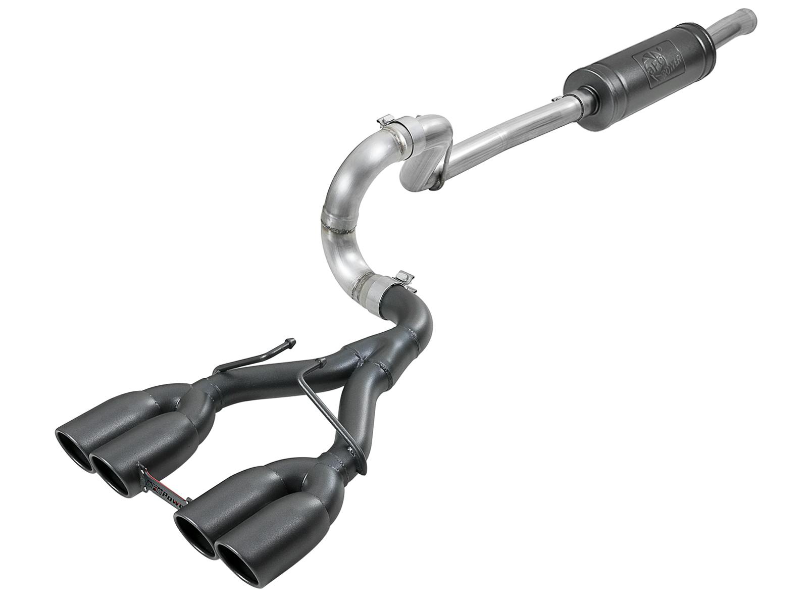 AFE 49-38071-B Rebel Series 2-1/2 IN 304 Stainless Steel Cat-Back Exhaust System w/ Black Tip