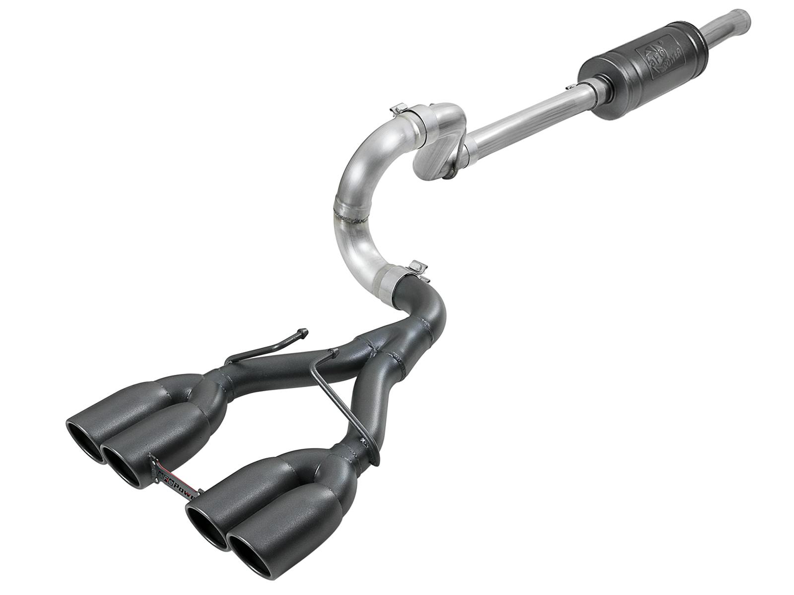 AFE 49-38073-B Rebel Series 2-1/2 IN 304 Stainless Steel Cat-Back Exhaust System w/ Black Tip