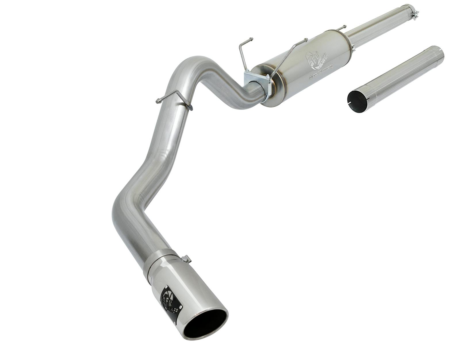 AFE 49-42005 Large Bore-HD 4 IN 409 Stainless Steel Cat-Back Exhaust System w/ Polished Tip