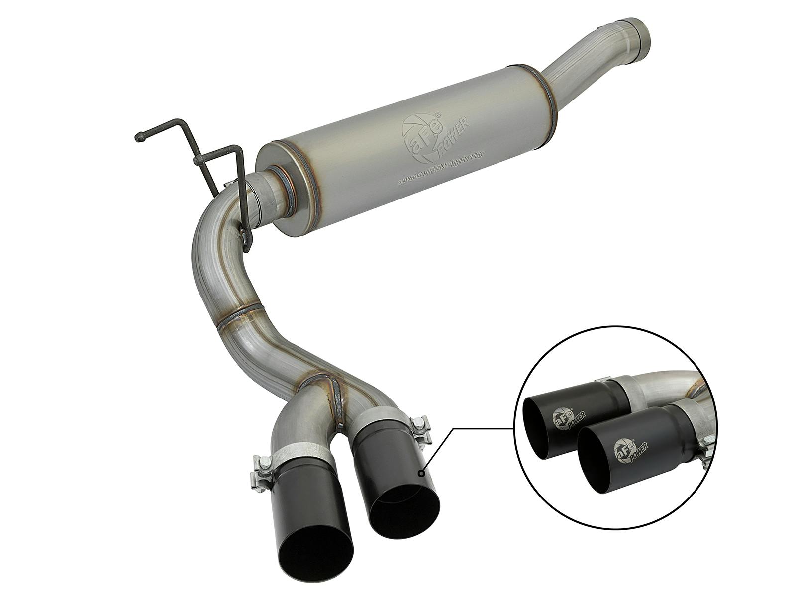AFE 49-42057-B Rebel Series 3-1/2 IN Stainless Steel Cat-Back Exhaust System w/Black Tip