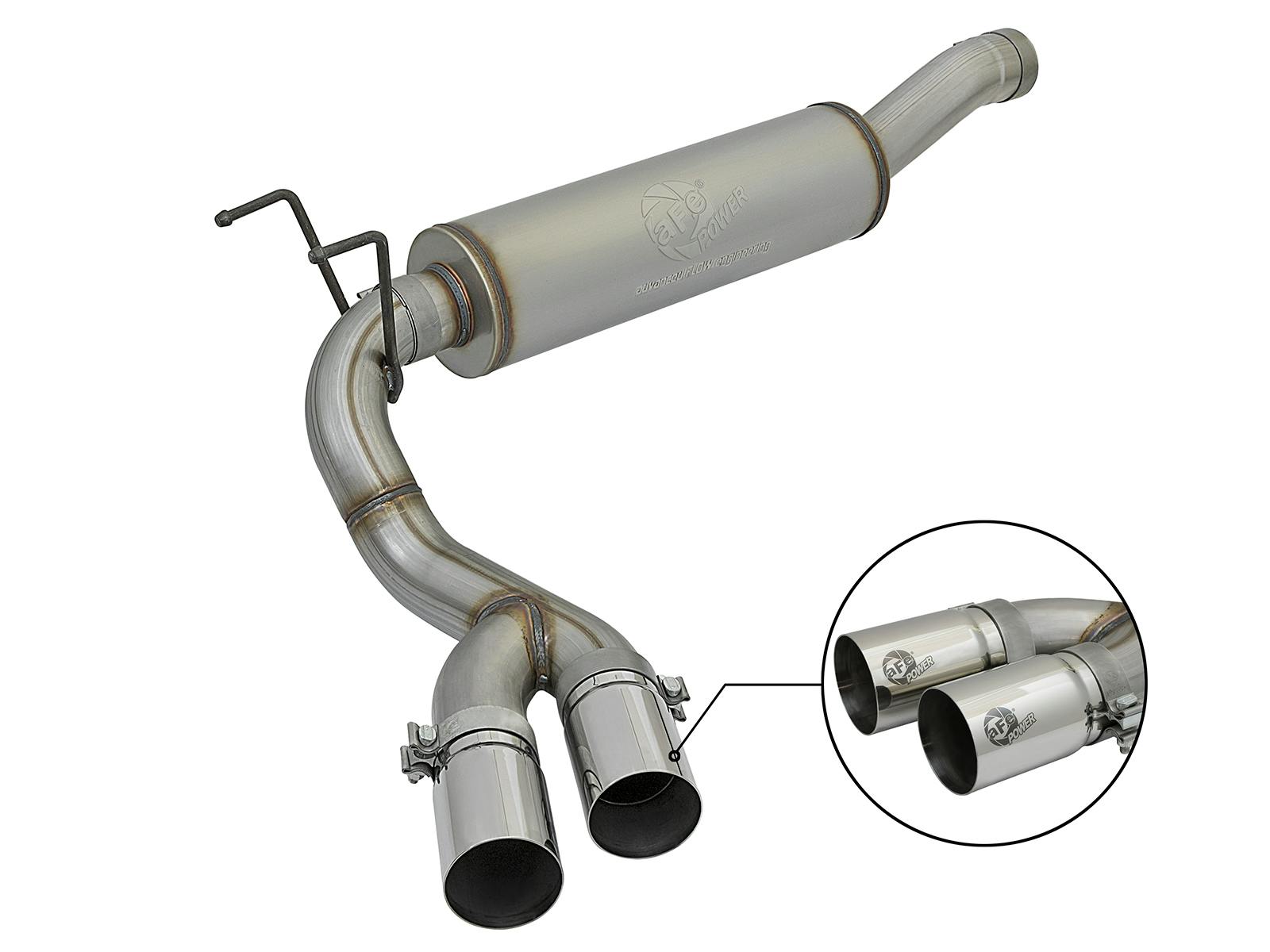 AFE 49-42057-P Rebel Series 3-1/2 IN Stainless Steel Cat-Back Exhaust System w/Polish Tip