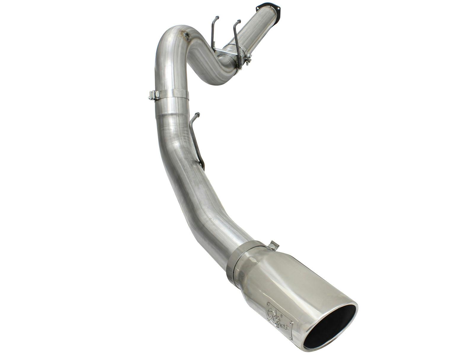 AFE 49-43064-P Large Bore-HD 5 IN 409 Stainless Steel DPF-Back Exhaust System w/Polished Tip
