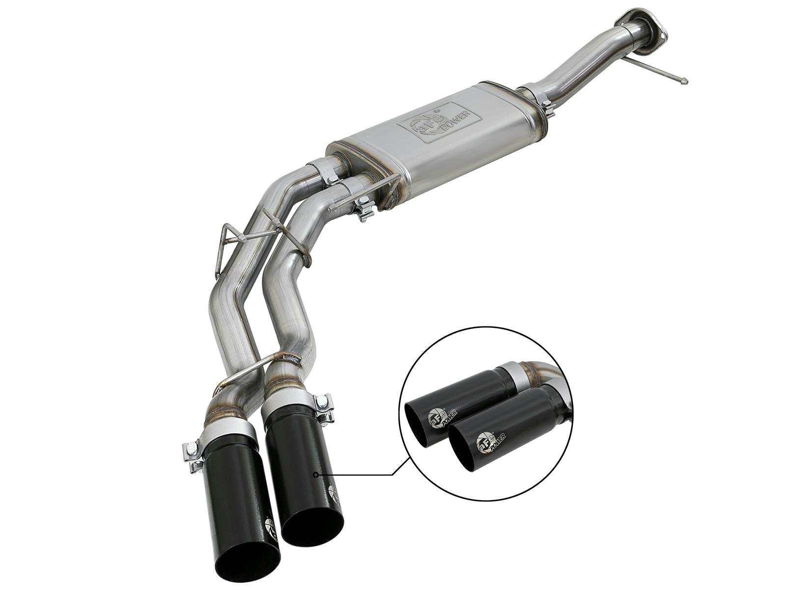 AFE 49-43078-B Rebel Series 3 IN to 2-1/2 IN 409 Stainless Steel Cat-Back Exhaust w/ Black Ti
