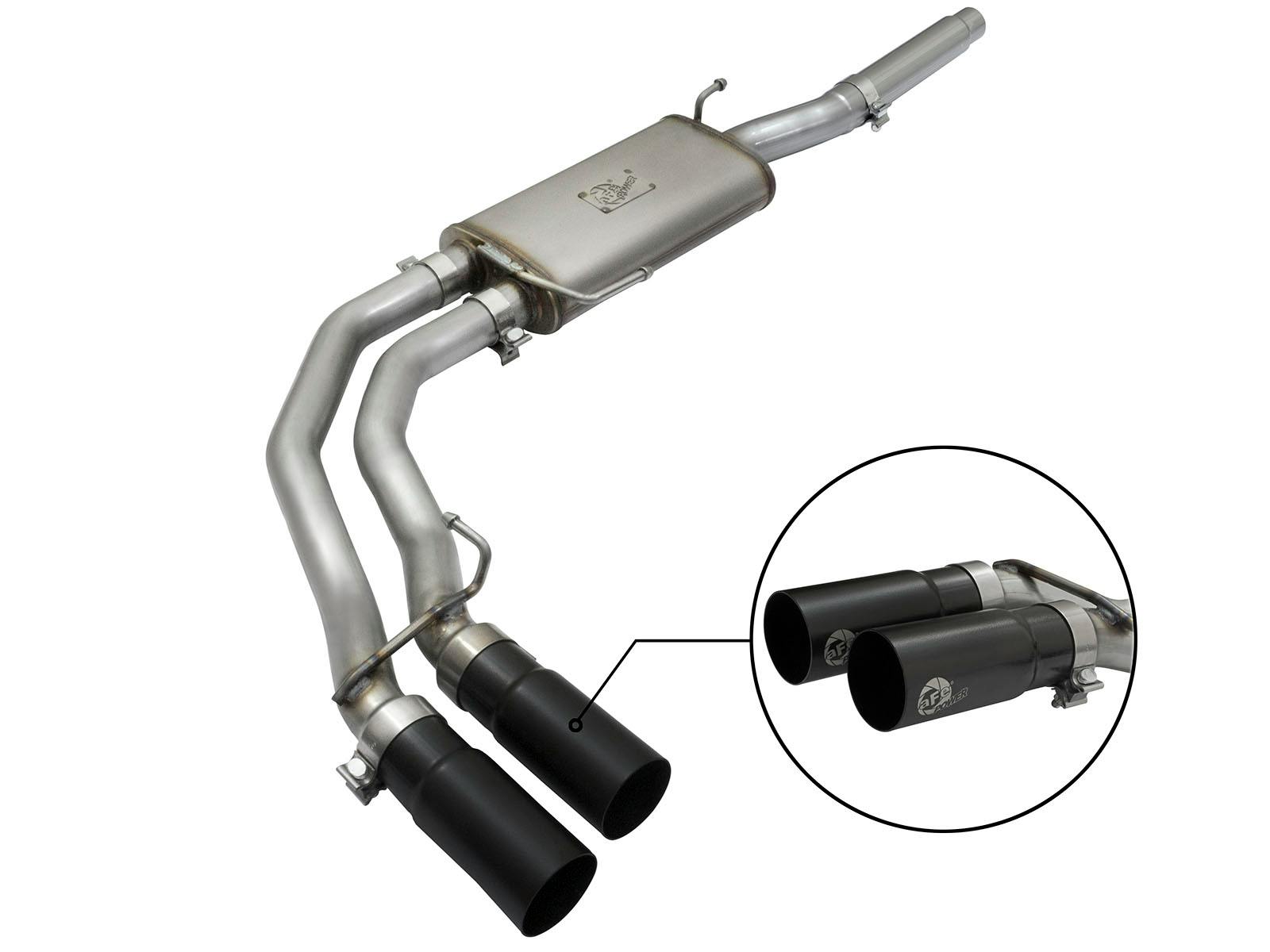AFE 49-43079-B Rebel Series 3 IN to 2-1/2 IN 409 Stainless Steel Cat-Back Exhaust w/Black Tip