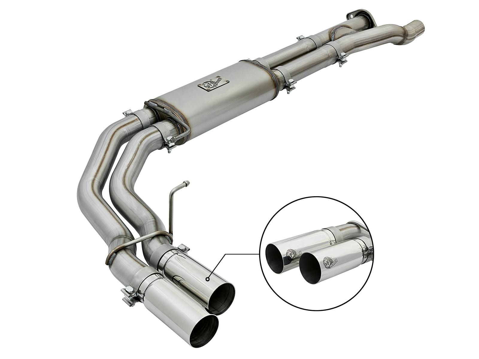 AFE 49-43091-P Rebel Series 3 IN 409 Stainless Steel Cat-Back Exhaust System w/Polished Tip