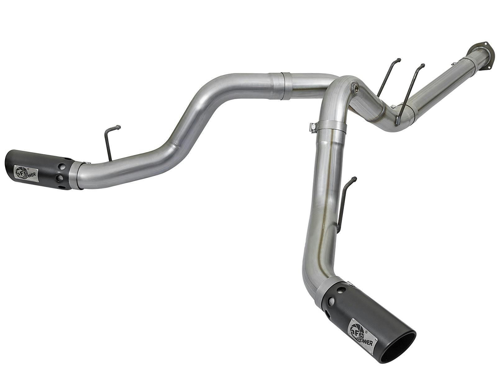 AFE 49-43092-B Large Bore-HD 4 IN 409 Stainless Steel DPF-Back Exhaust System w/Black Tip