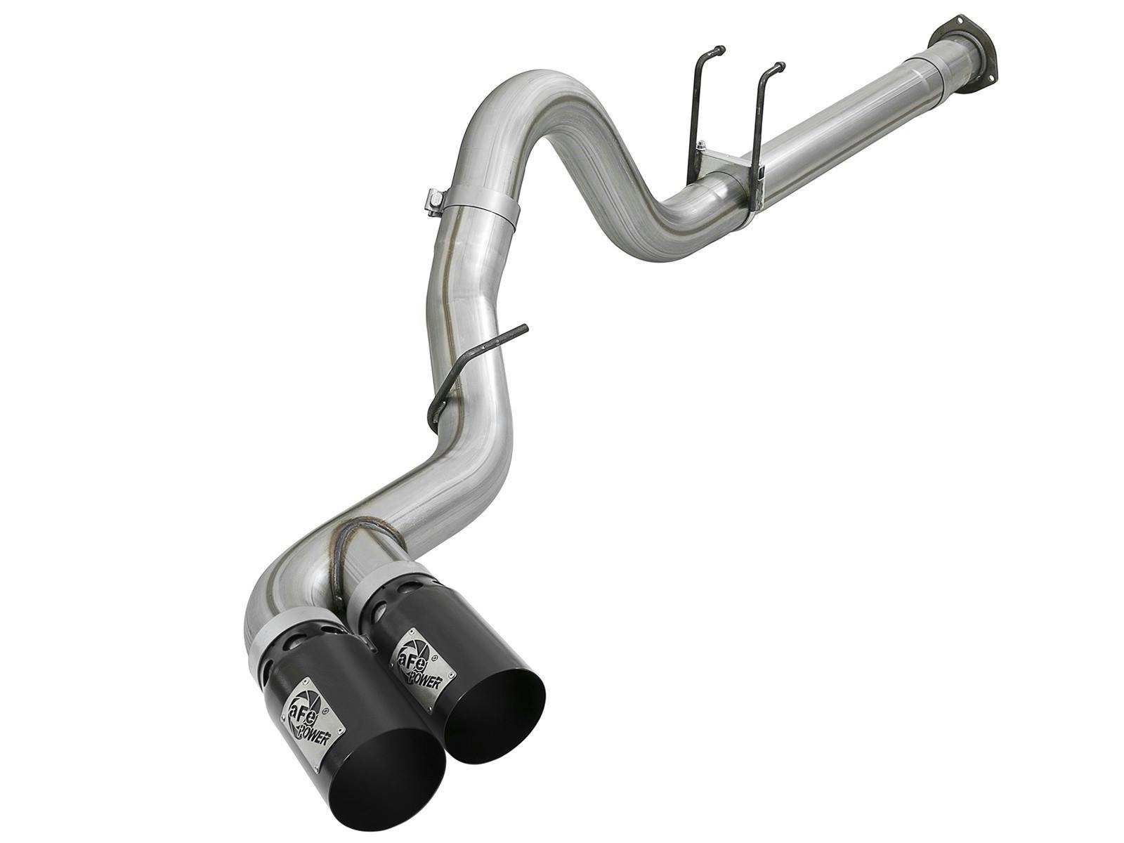 AFE 49-43120-B Rebel XD Series 4 IN 409 Stainless Steel DPF-Back Exhaust w/Dual Black Tips