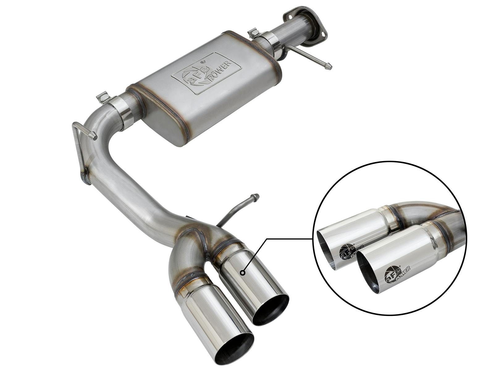 AFE 49-44061-P Rebel Series 3 IN 409 Stainless Steel Cat-Back Exhaust System w/Polished Tip